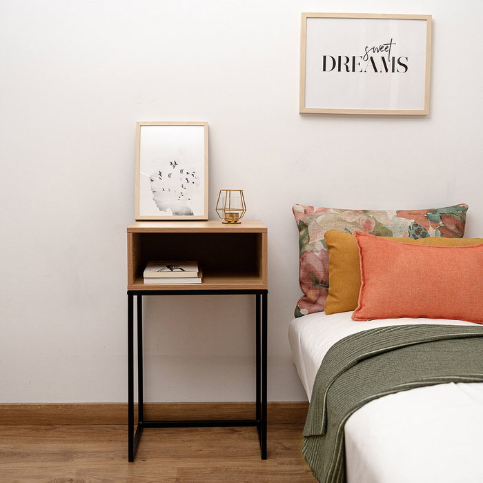 Vinthera Table de chevet Moa en MDF naturel avec pieds en acier 40x30x68 cm Vinthera Table de chevet Moa en MDF naturel avec pieds en acier 40x30x68 cm