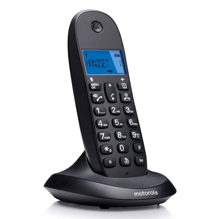 Motorola C1001 CB+ Téléphone Fixe Sans Fil DECT Noir - Écran LCD Rétro-éclairé Bleu