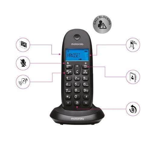 Motorola 107C1001CB+ Téléphone sans fil Noir