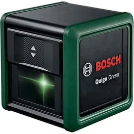 Bosch Quigo Green - Laser de croix autonivelant à faisceau vert - Portée 12 m - Précision +/- 0,6 mm/m - Avec piles, pince MM2 et adaptation