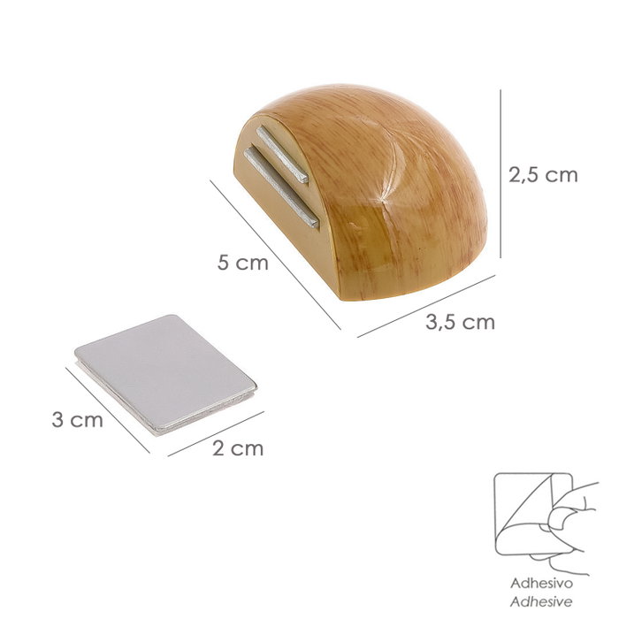 WOLFPACK LINEA PROFESIONAL Butoir de porte adhésif avec retenue magnétique couleur bois WOLFPACK LINEA PROFESIONAL Butoir de porte adhésif avec retenue magnétique couleur bois
