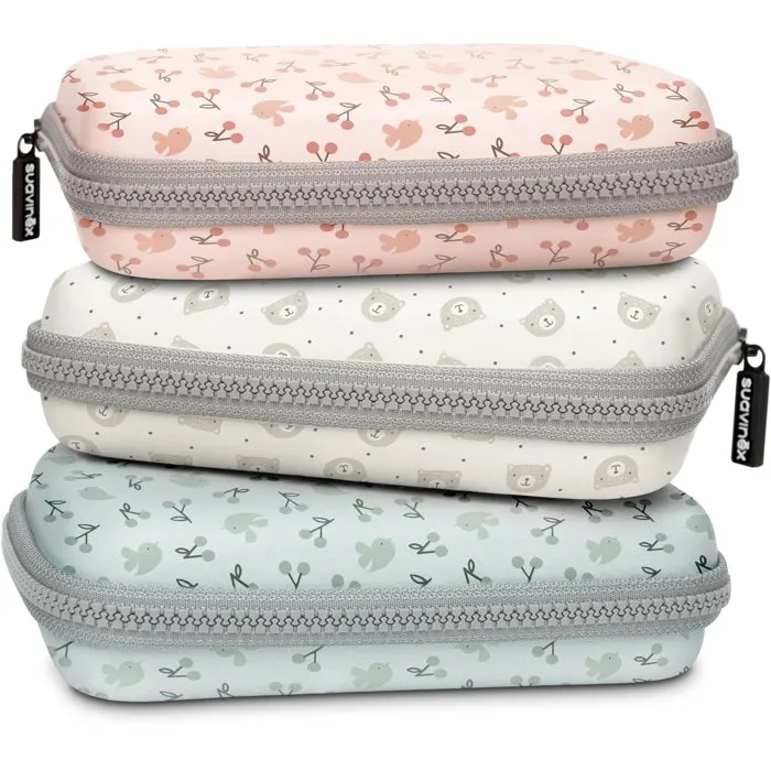 Suavinex Trousse de toilette BIRDIES Hygge - Brosse, peigne, brosse à dents silicone, coupe-ongles, ciseaux - Dès la naissance - Beige