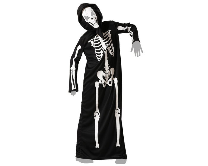 Déguisement d'Halloween Squelette Luminosant avec Capuche pour Enfant Unisex 10-12 Ans