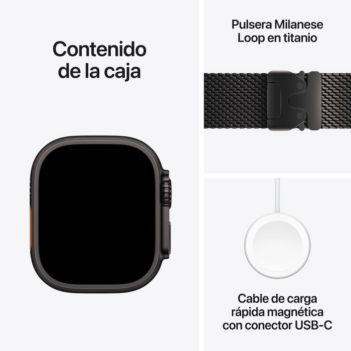 Apple Watch Ultra 4 GPS + Cellular 49 mm Titane Noir Milanese Loop L