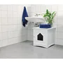 Trixie Cabine de toilette pour chat en MDF verni blanc avec porte magnétique, 49 x 51 x 51 cm - Cache bac à litière et réduit les projections