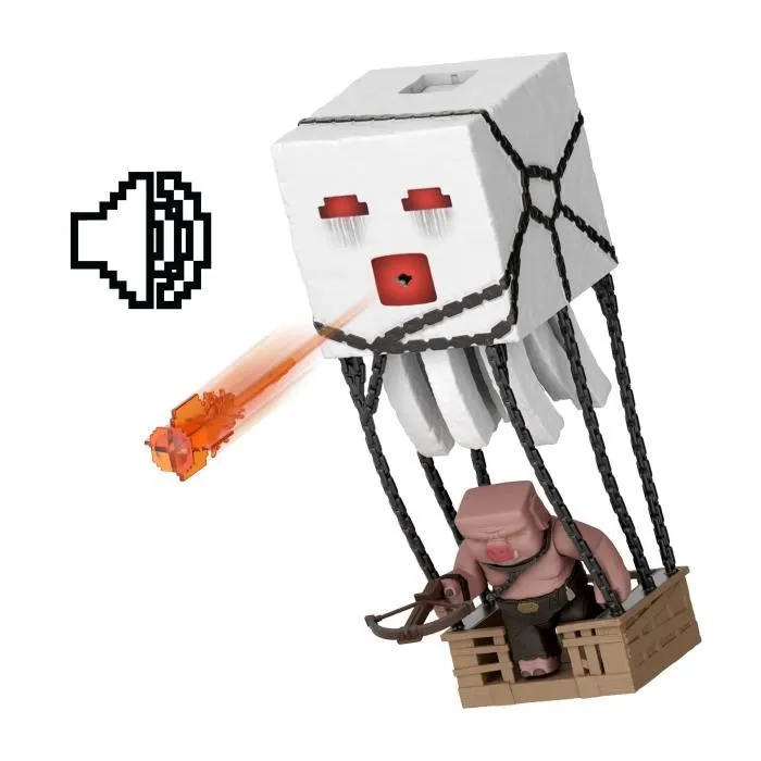 Minecraft Figurine Piglin Ghast avec accessoire sonore, inspirée du film, pour enfants dès 4 ans
