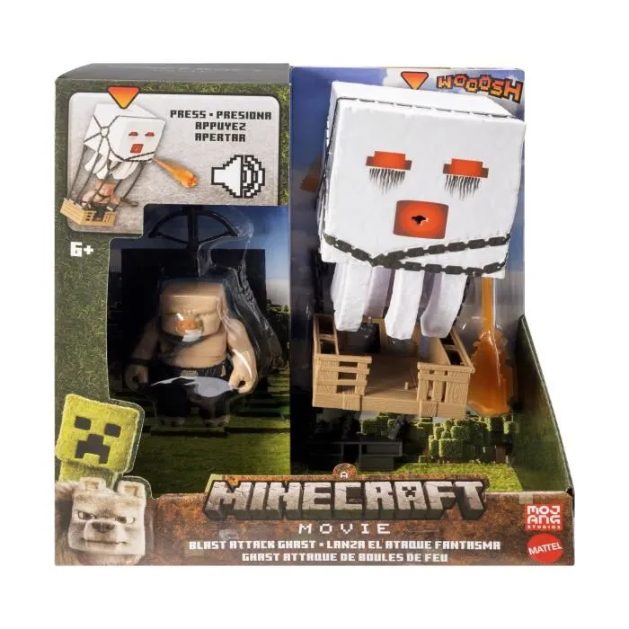 Minecraft Figurine Piglin Ghast avec accessoire sonore, inspirée du film, pour enfants dès 4 ans