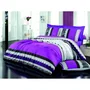 Parure de lit housse de couette 220 x 240 cm + 2 taies d'oreiller 60 x 60 cm en coton renforcé 140 fils - Lilas, Noir, Blanc, Gris