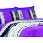 BigBuy Home Parure de housse de couette 220 x 240 cm et 2 taies 60 x 60 cm, Coton renforcé 140 fils, Lilas/Noir/Blanc/Gris