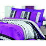 BigBuy Home Parure de housse de couette 220 x 240 cm et 2 taies 60 x 60 cm, Coton renforcé 140 fils, Lilas/Noir/Blanc/Gris
