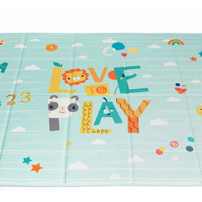 Fisher-Price Tapis de Jeu en Mousse Pliable XL 2m - Sécurité Enfant Anti-Glissade - Avec Sac de Transport à Fermeture Éclair - Dès la Naissance