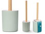 Berilo Escobillero Rayas Bambou Menta 10x35x10 cm Blanc Marron Vert Plastique et Bambou (Set de 12)