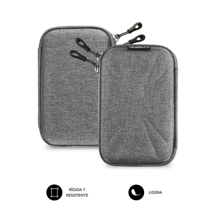 Subblim Housse rigide pour disque dur 2.5 pouces, étui de protection, compartiment pour câble USB - Noir