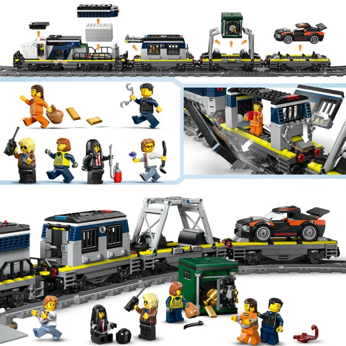 Lego 60508 Braquage du Train de Police - Jouet de Construction avec Locomotive, Hélicoptère et Circuit - Cadeau Enfant 7 Ans et Plus