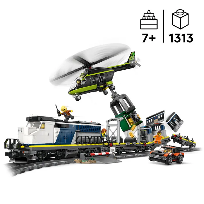 Lego 60508 Braquage du Train de Police - Jouet de Construction avec Locomotive, Hélicoptère et Circuit - Cadeau Enfant 7 Ans et Plus