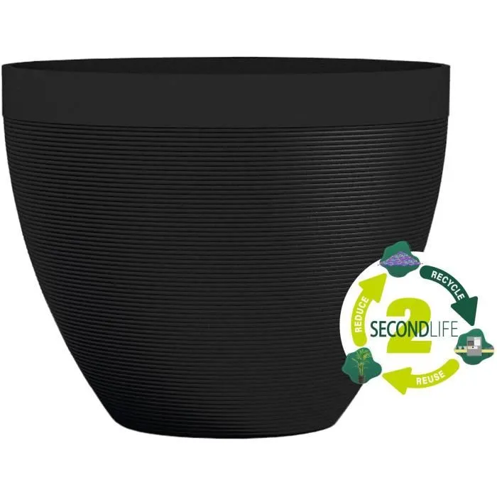 Garden Id Pot de fleurs Green Care Impact Noir Anthracite - 40 x 31 cm - 100% recyclé - Résistant aux UV et au gel - Garantie 10 ans Garden Id Pot de fleurs Green Care Impact Noir Anthracite - 40 x 31 cm - 100% recyclé - Résistant aux UV et au gel - Garantie 10 ans