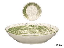 Vessia Assiette Creuse Patinée Vert 20,5 cm Porcelaine (Set de 36)