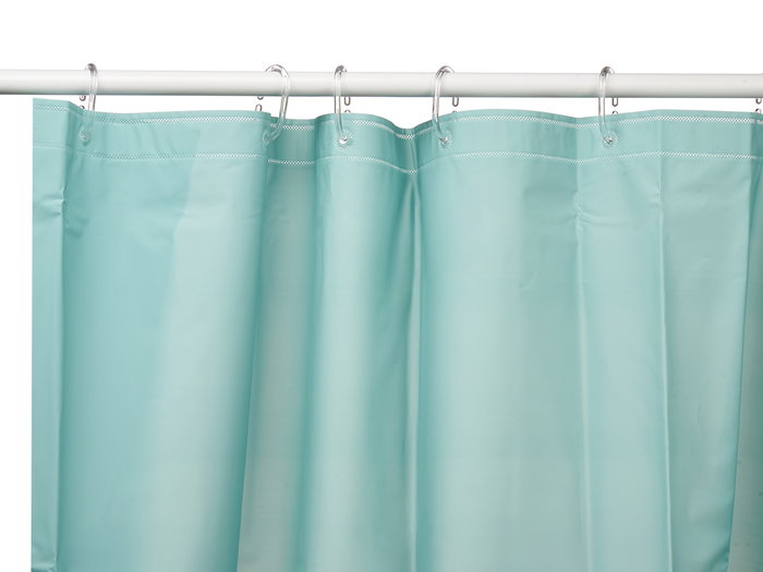 Berilo Cortina de Bain Transparente Vert Azulé 180x180 cm en Plastique EVA et PE (Set de 12)