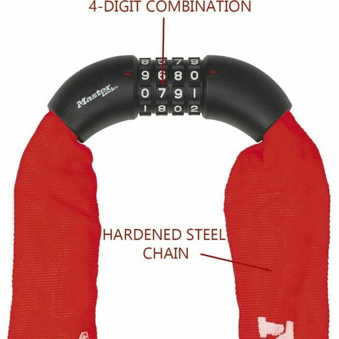 Master Lock Chaîne Antivol Vélo avec Combinaison 90 cm Rouge Master Lock Chaîne Antivol Vélo avec Combinaison 90 cm Rouge