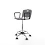 Tabouret Taburete Robledo Pivotant Chlorure de polyvinyle Gris clair Structure chromée Accoudoirs fixes Sans appui-tête Roulettes autofreinées