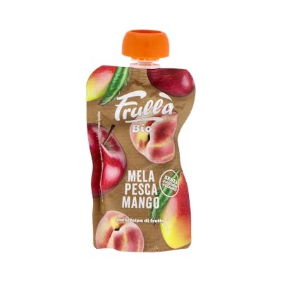FRULLA Compote de Pomme Pêche et Mangue Bio 18 sachets x 100g FRULLA Compote de Pomme Pêche et Mangue Bio 18 sachets x 100g