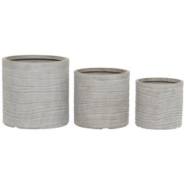 Set de pots de fleurs Home ESPRIT Beige Fibre de Verre Magnésium 44,5 x 44,5 x 44 cm (3 Unités)
