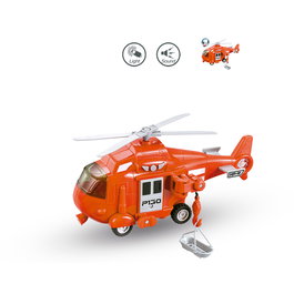 TACHAN Hélicoptère Héros de la Ville 1:20 avec Lumières et Sons - Fonction Friction - Jouet pour Enfants à Partir de 3 Ans
