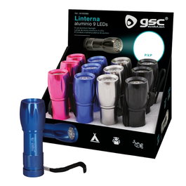 GSC Evolution Lampe de poche en aluminium 9 LED - Boîte présentoir de 12 unités