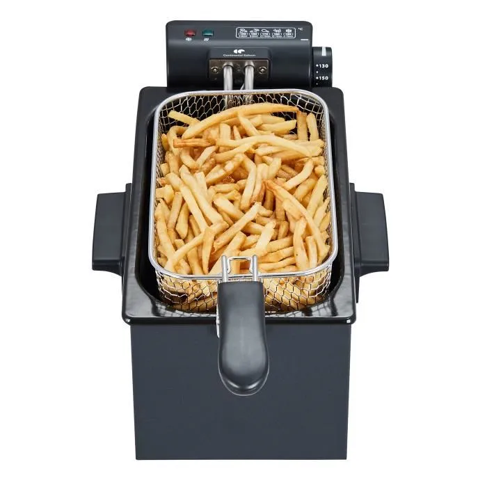 Continental Edison Friteuse électrique CEFR3BLK - 3 L, 2000 W, panier amovible, noir - Cuisson rapide et sécurisée