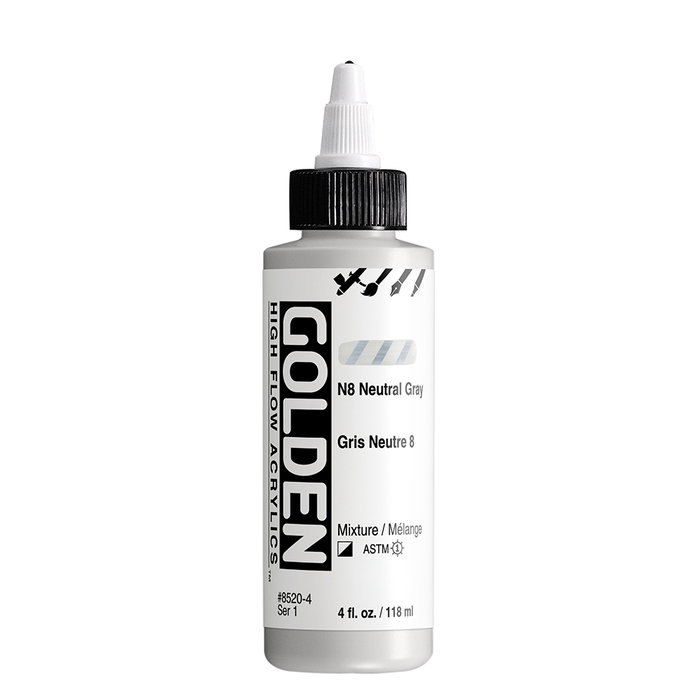 Golden High Flow Couleurs Acryliques Gris Neutre (N8) - 118 ml Golden High Flow Couleurs Acryliques Gris Neutre (N8) - 118 ml