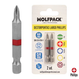 Wolfpack Linea Profesional Jeu de 2 Embouts de Dévissage Longs Phillips N.0