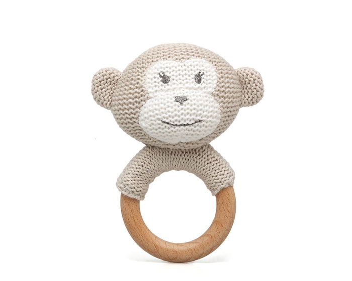 KioKids - Mordedor en Forma de Singe, Bois de Hêtre et Coton, Gris, Jouet de Dentition pour Bébé +3 Mois, Collection Cotton Friends KioKids - Mordedor en Forma de Singe, Bois de Hêtre et Coton, Gris, Jouet de Dentition pour Bébé +3 Mois, Collection Cotton Friends