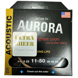 Aurora Strings Aurora Ultra-Sheer 11-50 Acoustic Cc - Cordes pour guitare acoustique, Phos Bronze Coated, durée 3-4x, fabriqué aux USA