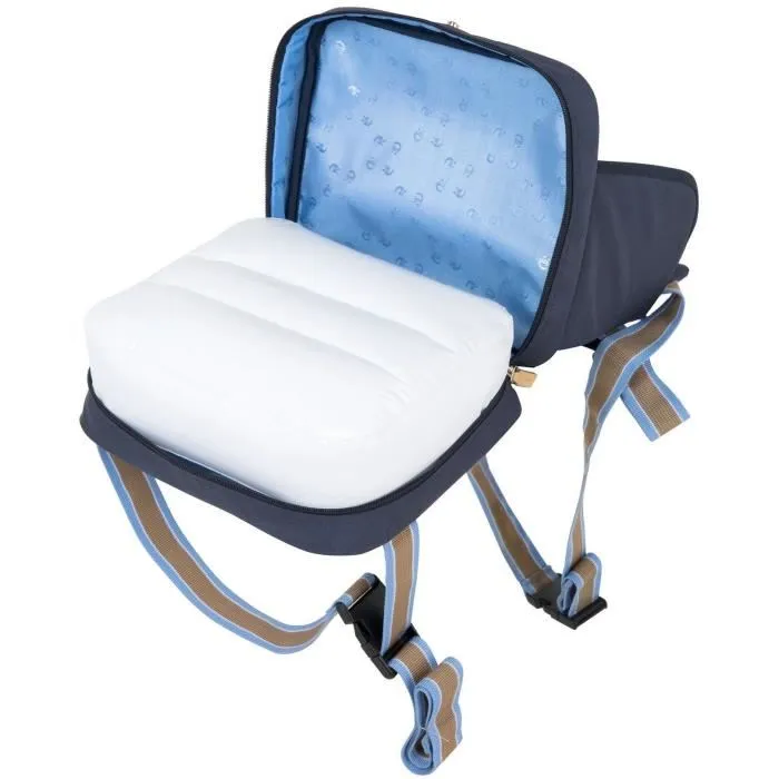 Roba - Réhausseur de Chaise Bébé Pliable - Coussin Gonflable et Ceinture Ajustable - Pour 6 Mois à 3 Ans (15 kg) - Bleu Marine
