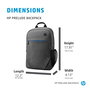 HP Sac à dos professionnel Prelude pour ordinateur portable 15,6 pouces avec compartiment dédié, intérieur gris et sangle rembourrée