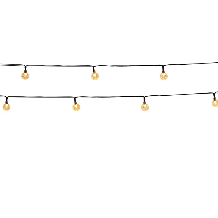 Lumisky Festy White - Guirlande lumineuse solaire extérieure LED, 20 globes blanc chaud, 5,8 m, autonome 8h, IP44