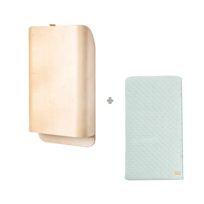 Roba Table à langer murale et rabattable en bois naturel, avec 2 étagères intégrées et matelas PU sans phtalate, conforme EN 12221 - Design minimaliste