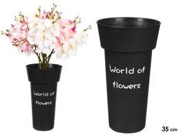 Giftdecor Jarron Florista Noir 35 cm en Plastique (Set de 16)