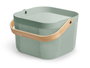 Kipit Panier Multiusos Vert Carré avec Anse 26.5x17.5x24.3 cm Plastique et Bois (Set de 12)