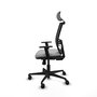 Chaise Yunquera Synchro 4 positions tissu Gris clair Maille Noir Base en nylon noir Accoudoir 1D Appui-tête 1D Roulettes 65mm nylon