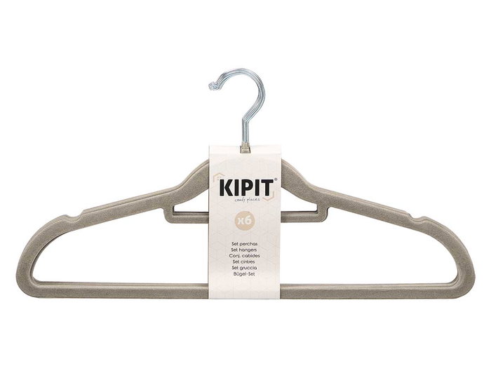 KIPIT Set de 20 perchas flocadas gris