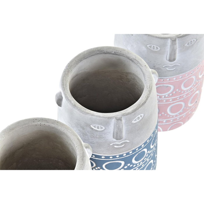 DKD Home Decor Cache-pot Visage - Lot de 4 - Assortiment de Couleurs