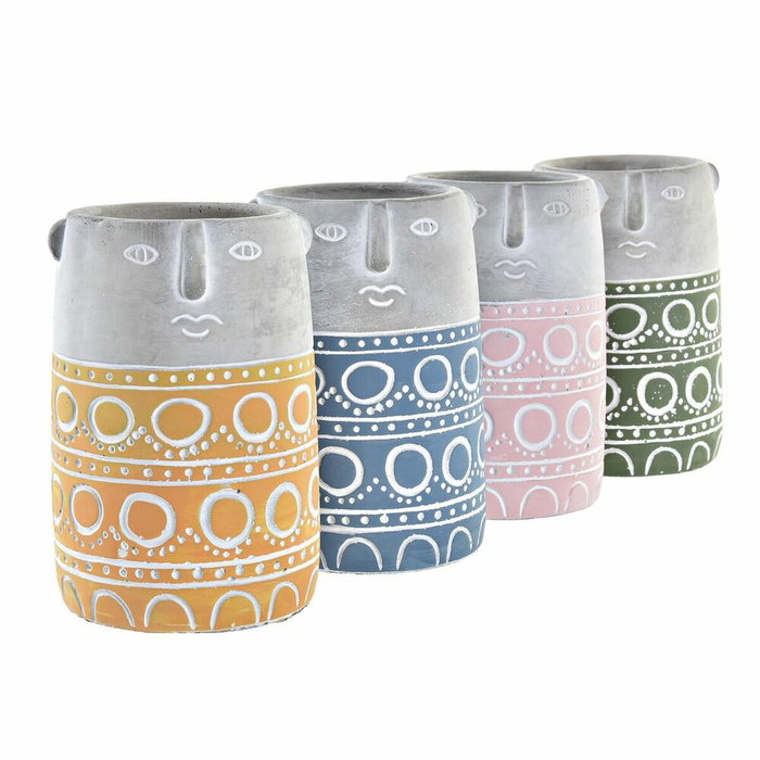 DKD Home Decor Cache-pot Visage - Lot de 4 - Assortiment de Couleurs