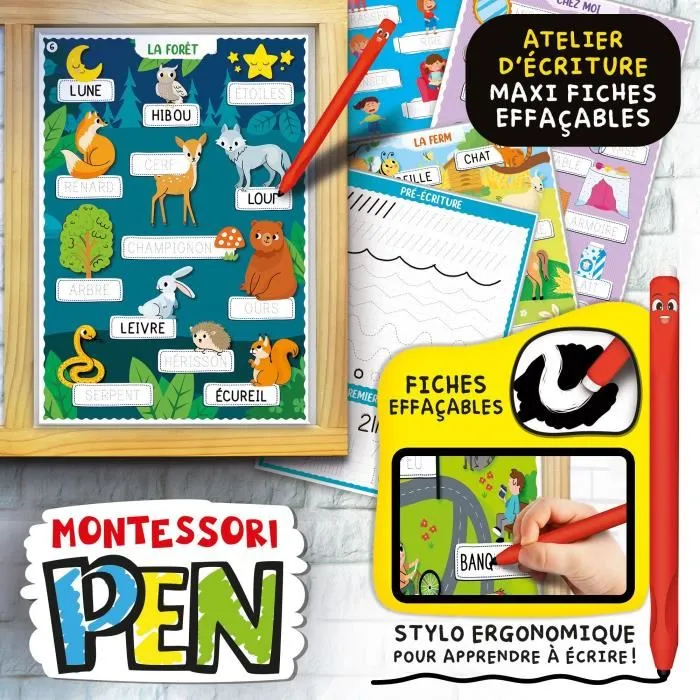 Lisciani Giochi Tableau Éducatif Super École - Activités Journalières Montessori avec Stylo, Calendrier Semaine, Roue Saisons et Émotions