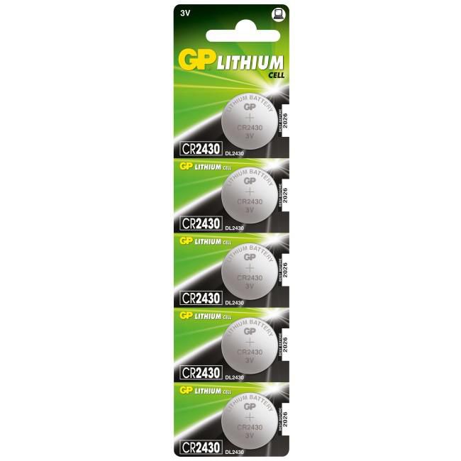 GP Batteries - 5 piles bouton lithium CR2430 - Pile Lithium-Manganese Dioxide (LiMnO2) 3V - Pour calculatrices, jouets, systèmes sans clé GP Batteries - 5 piles bouton lithium CR2430 - Pile Lithium-Manganese Dioxide (LiMnO2) 3V - Pour calculatrices, jouets, systèmes sans clé