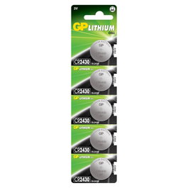 GP Piles bouton au lithium CR2430, pack de 5 unités