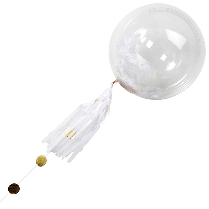 Party Time Ballon Transparent avec Plumes 35 cm
