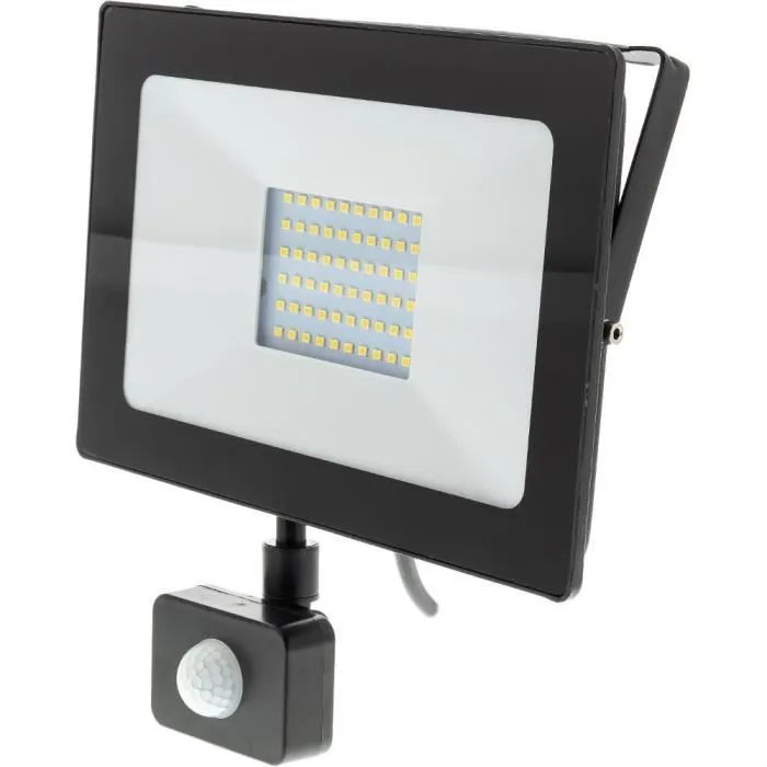 Retlux Projecteur LED extérieur RSL 248 avec détecteur de mouvement - 50W, 4000 lm, 4000K, IP65, aluminium noir