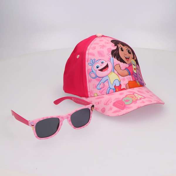 Cerdá Set Bonnet Dora l'Exploratrice 53 cm avec Lunettes de Soleil - Rose - À partir de 36 mois