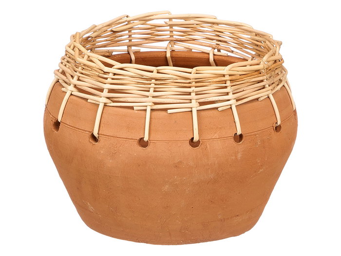 Giftdecor Jarron Indalo Barro Mimbre 25x17 cm (Set de 4)